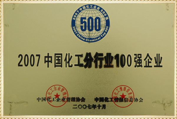 远兴2007年中国化工分行业100强奖牌